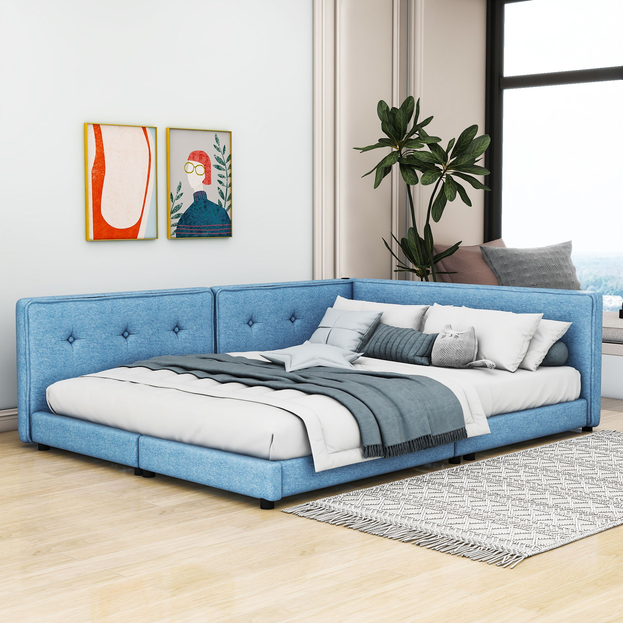 Full size deals corner platform bed