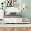 Lit plateforme double en bois avec tête de lit festonnée et lit simple, structure de lit en bois massif blanc, capacité de 600 lb, aucun sommier nécessaire pour les enfants / adultes-1568967246