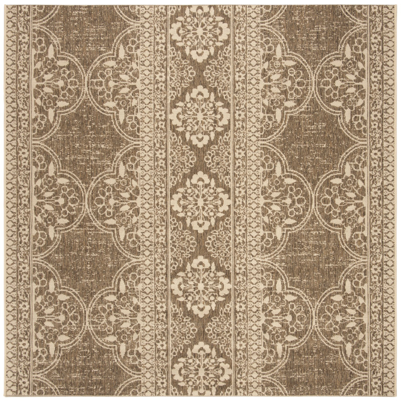 Danya Southwestern Cream/Beige Indoor/Outdoor Area Rug, Square 8'