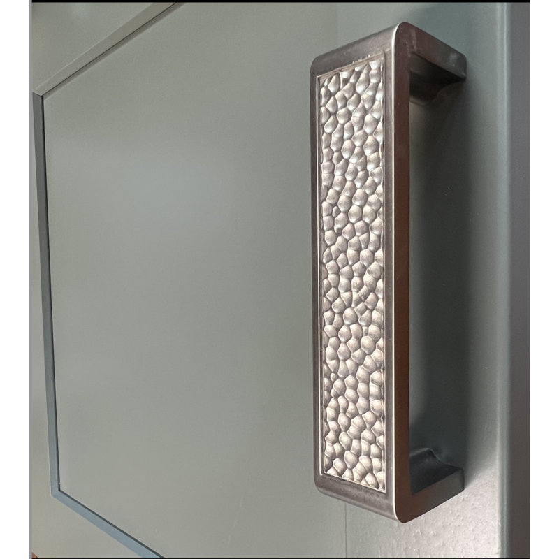 Hammered 6" Center to Center Bar Pull, Satin Nickel, 6"