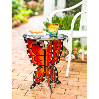 Amareya Butterfly Reclaimed Metal Patio Side Table
