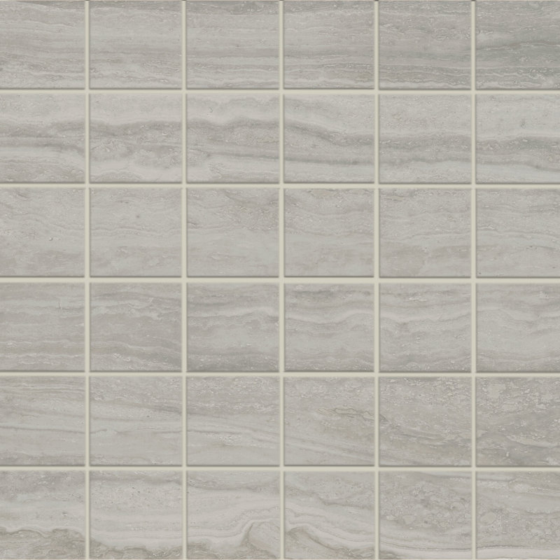 Mineral Dream 2" X 2" Porcelain Travertine Look Tile Mosaic Sheet, Driftstone