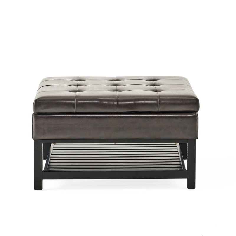 Carré avec rangement et support inférieur - Pu robuste en cuir brun collé