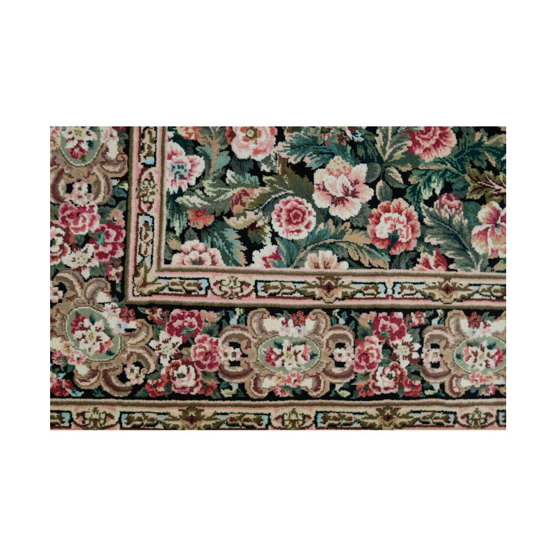 Tapis vert et rouge noué à la main de haute qualité