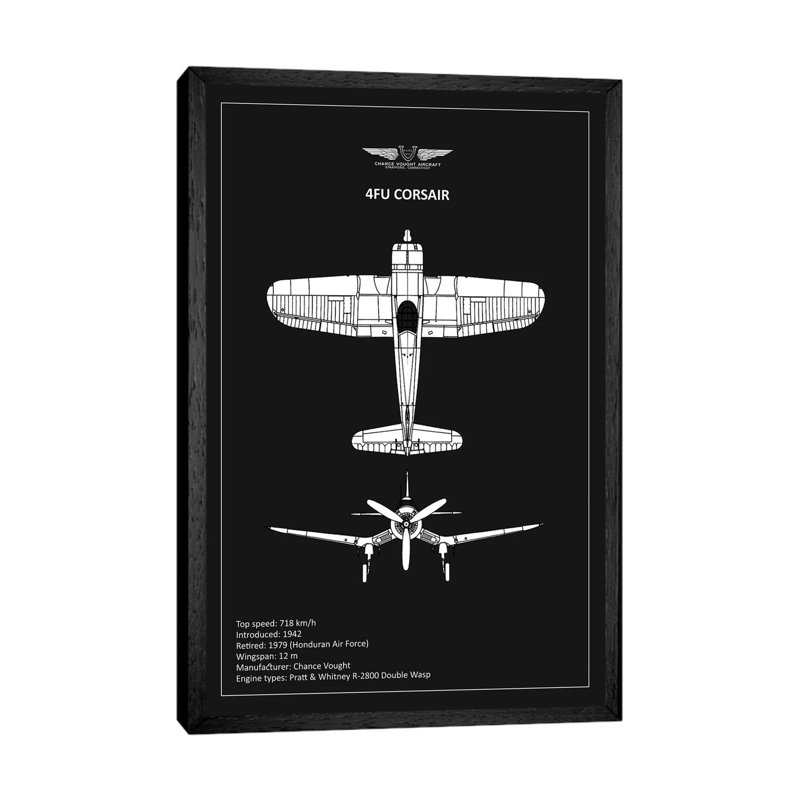 BP CV F4U-Corsair by Mark Rogan - Print on Canvas, 101.6 cm H x 66.04 cm W, Black Framed