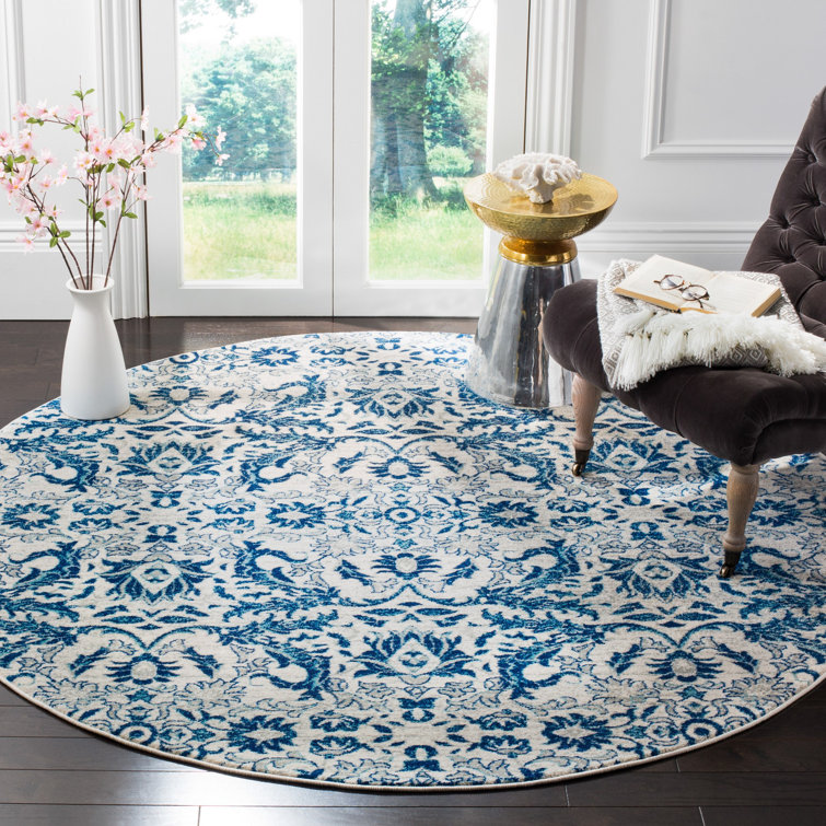 Alessia Floral Ivory/Blue Area Rug