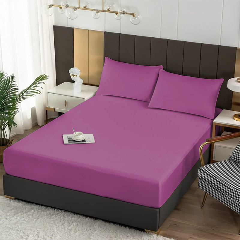 Ultra Soft 200 Thread Count Microfiber Fitted Sheet, Lilac/Purple, Double (4'6)