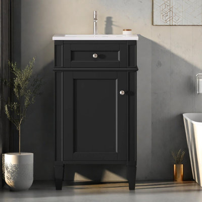 18-Inch Bathroom Vanity Set with Ceramic Sink and Storage