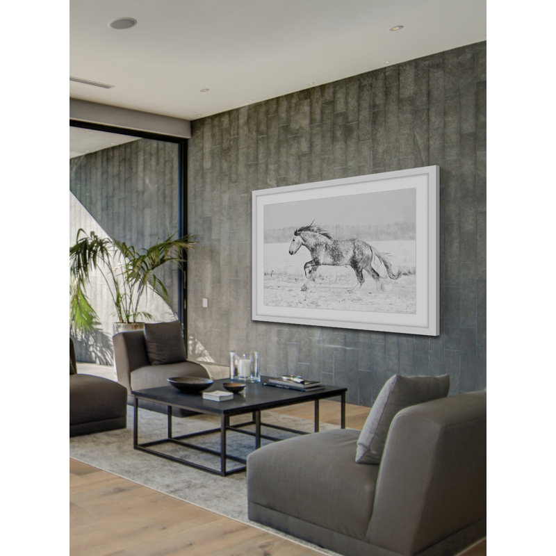 « galloping joy », reproduction de photo sur papier encadrée, H 16 po x l 24 po x P 1,5 po