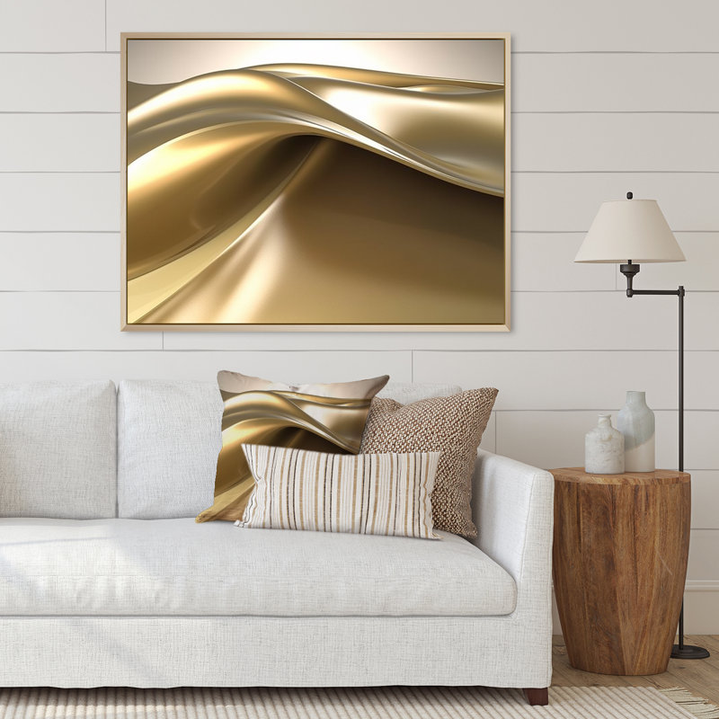 Minimal Glam subtile rétro liquide or vague - formes abstraites, art mural, H 12 po x l 20 po x P 1 po