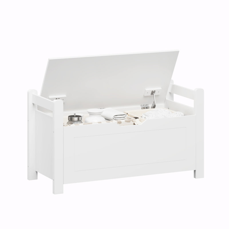Jayace Toy Box Chest, Toy Storage bench with Cushion Seat, White/Gray