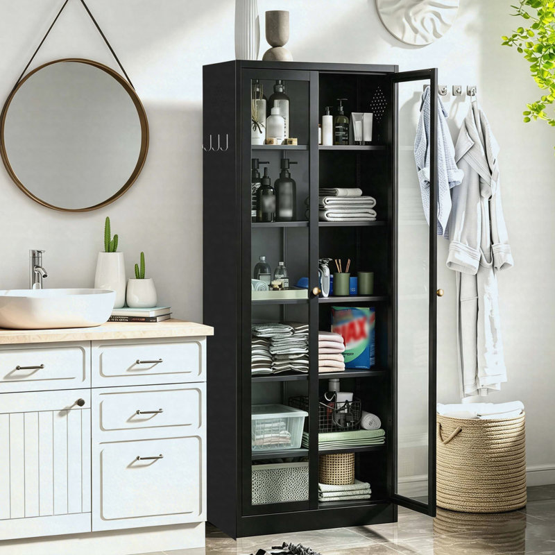 Armoire de cuisine en métal - 72 po de hauteur avec 5 tablettes réglables, armoire autoportante