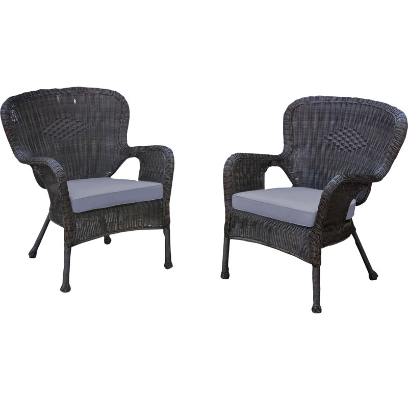 Batchelder Wicker Outdoor Lounge Chair, Steel Blue, Espresso