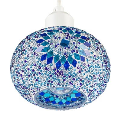 11 cm H Round Glass Pendant Shade ( No Direct Attachment Method ) in Blue