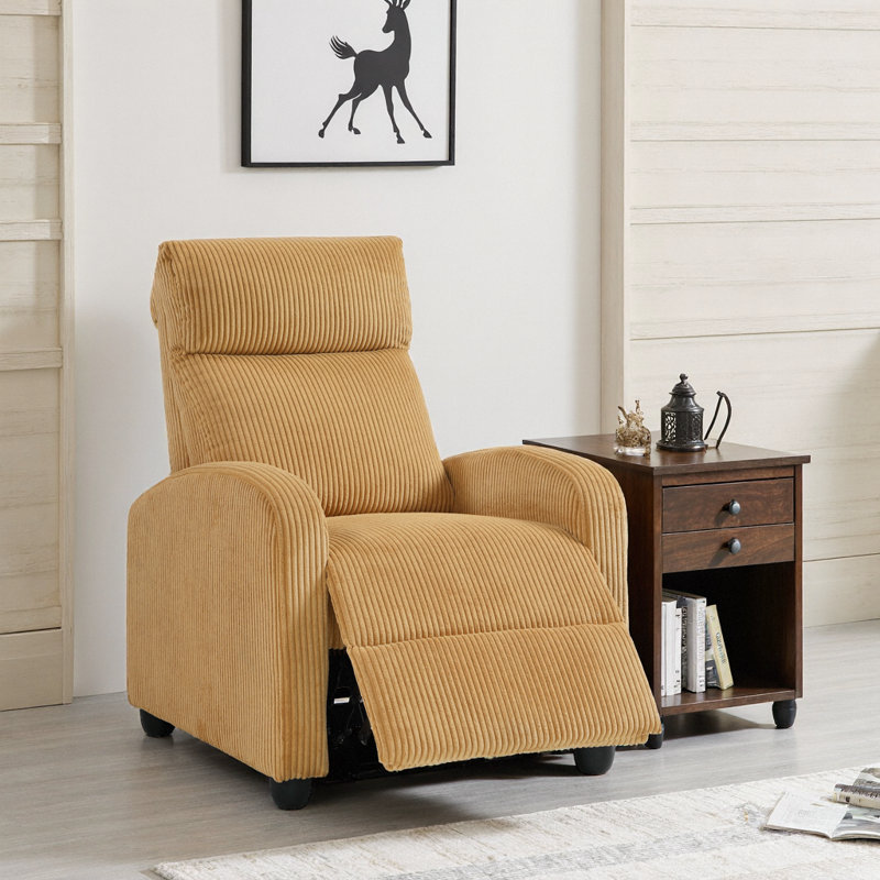 Fauteuil inclinable moderne | Mouvement auto-inclinable | Structure en bois massif et revêtement en velours côtelé moelleux | Chaise de salon contemporaine