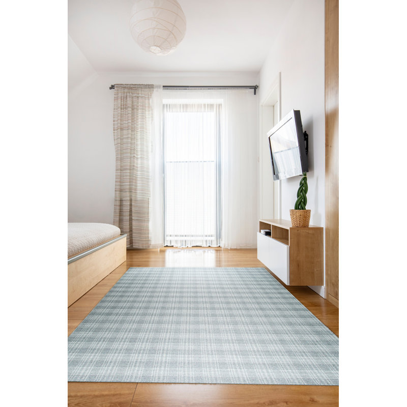 Classic Gray Flatweave Wool Transitional Geometric Hand-Knotted Area Rug, Rectangle 8' x 10'