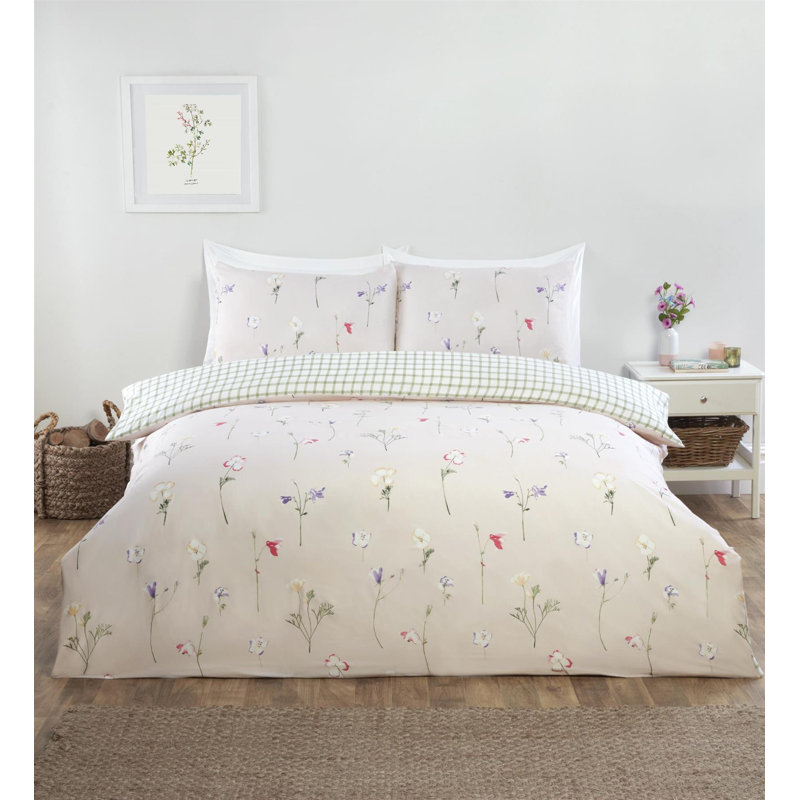 Niamh Multi Complete Set Microfiber Floral Duvet Cover Set with Pillowcases, Single Duvet Cover + 2 Additional Pieces