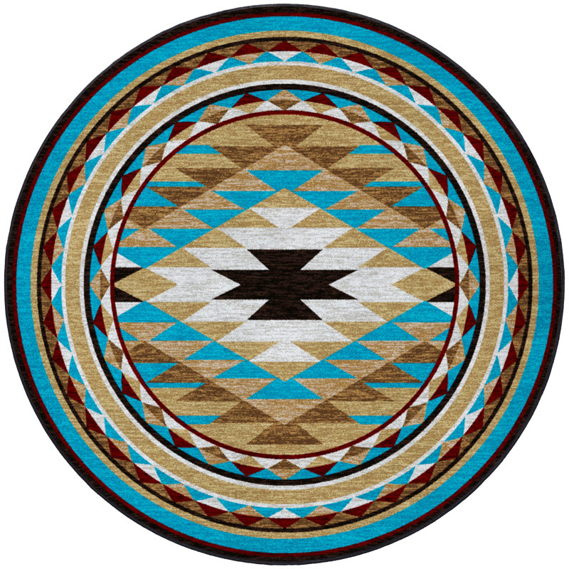 Tapis bleu Verla Southwestern, Tapis de couloir 2 pi 1 po x 7 pi 8 po