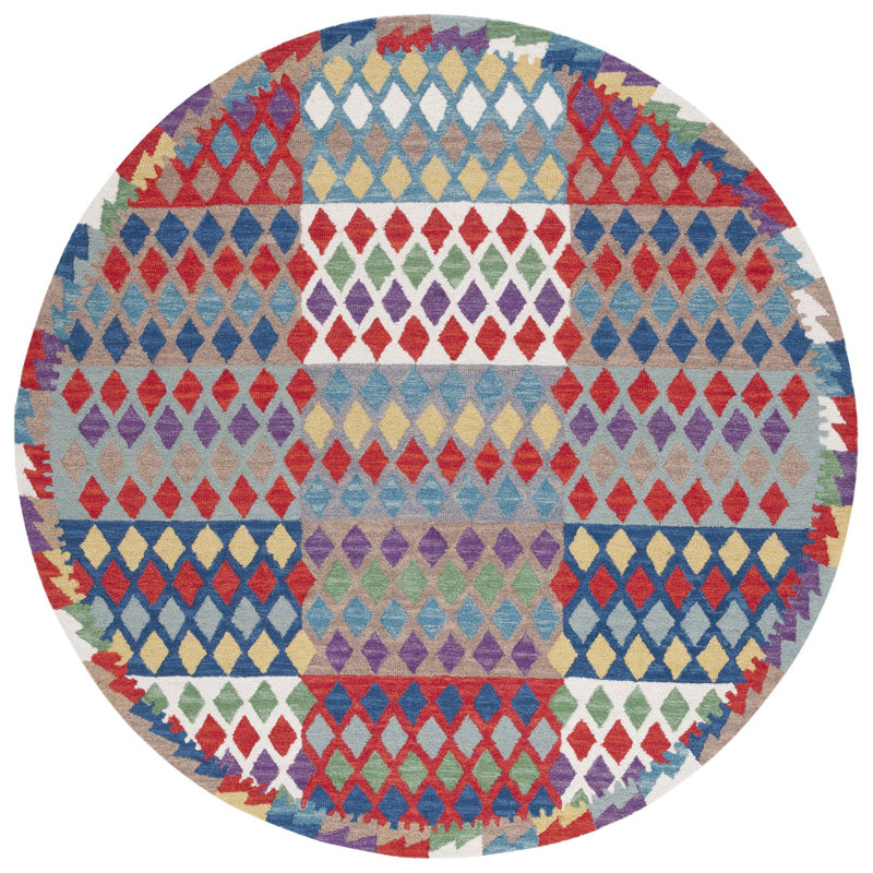 Tapis rouge / bleu Horwich 406, Rond 7 pi