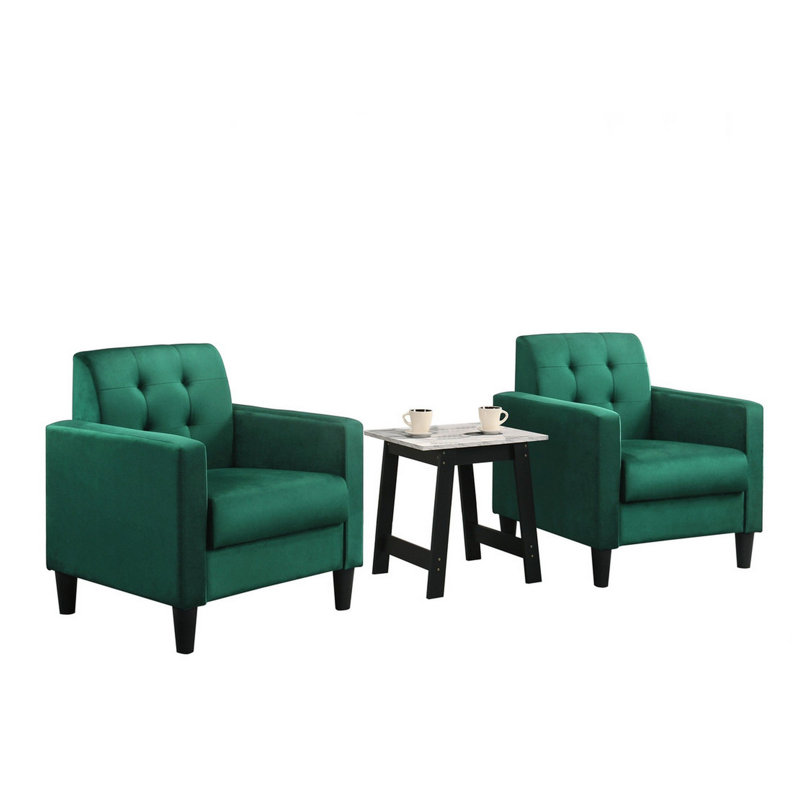 Ensemble de salon et de table de bout Everly Quinn Baroque Brilliance, Mélange de lin vert