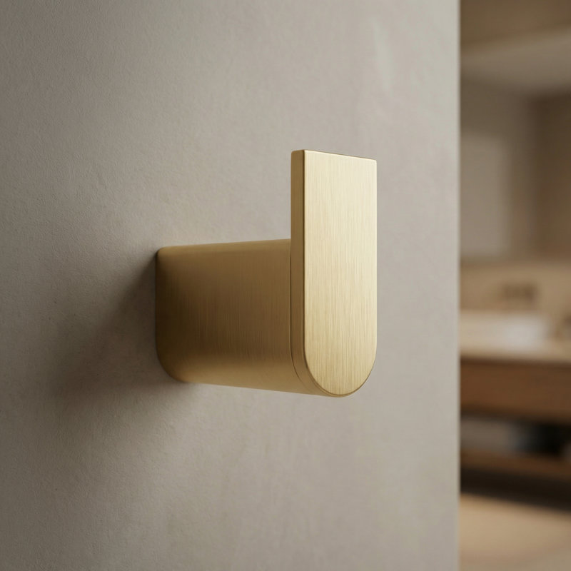 Linear Minimal Robe Hook, Brushed Gold