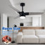 Ventilateur de plafond standard à profil bas en bois à 3 pales de 52 po avec DEL intégrée, noir, avec contrôle Romote