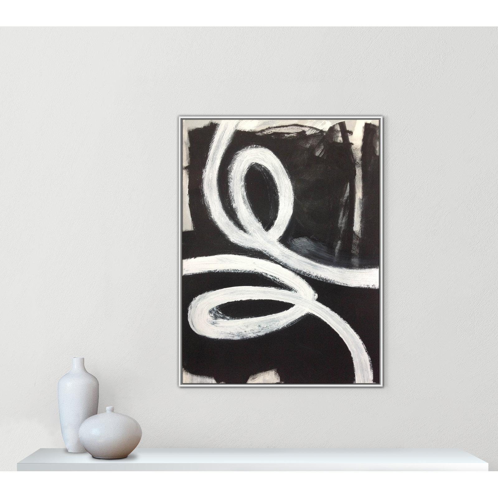 Bronte "Swirly Swirls I" Print, No, White Floater Framed, 49.5" H x 37.5" W x 2" D