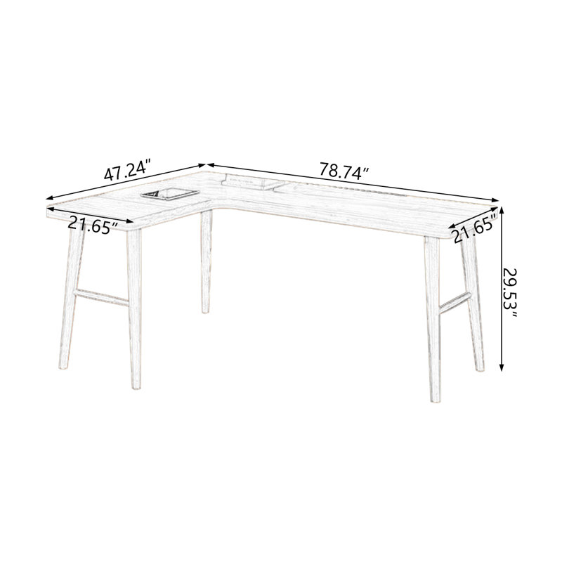 Rosewood L-Shaped Solid Wood desks, 29.53" H x 78.74" W x 47.24" D, Left Hand Return