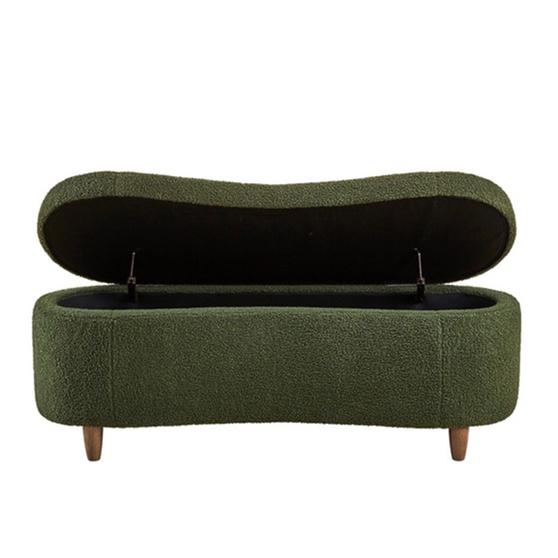 Boucle Flip Top Storage Bench Green See Below, Green