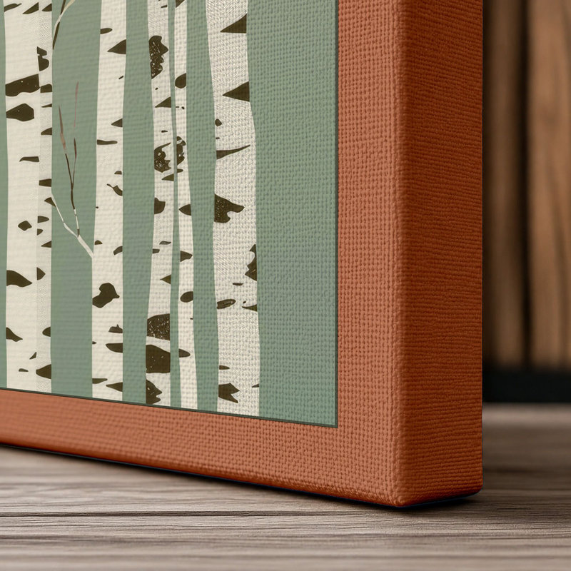 Birch Forest Scandinavian - Wrapped Canvas, Terracotta Border, 30x20 - 76.2 x 50.8 cm