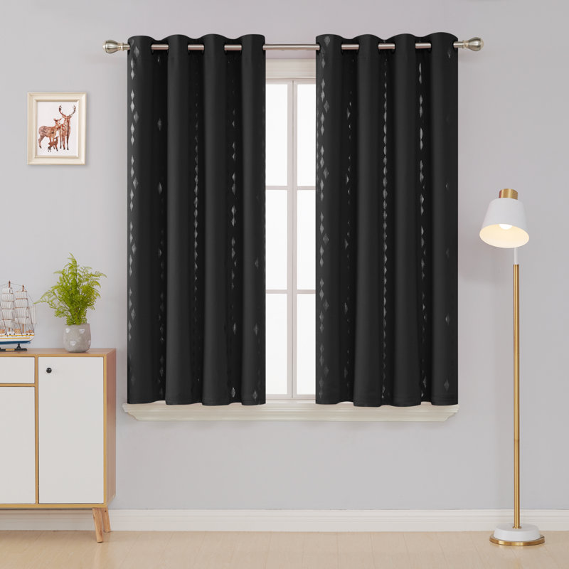 Bedolla Room Darkening Curtain Pair, Black, 51" W x 62"L