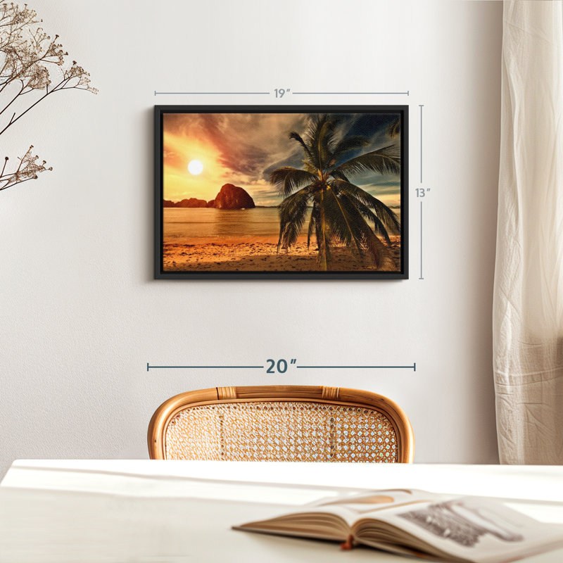 «Hot Beach Sunset Wall Art», H 19 po x l 13 po