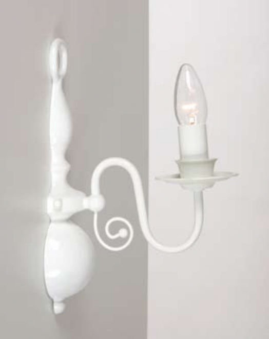 Aubervilliers Candle Wall Light, Glossy White