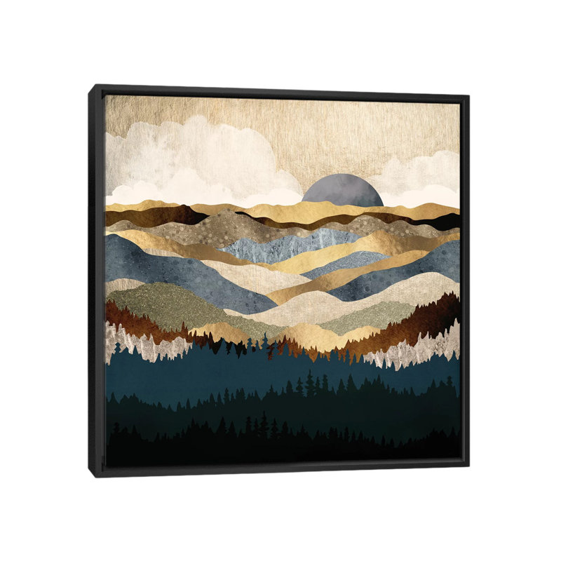 Golden Vista, H 18 po x l 18 po x P 1,5 po, Toile encadrée noire, Pas de tapis