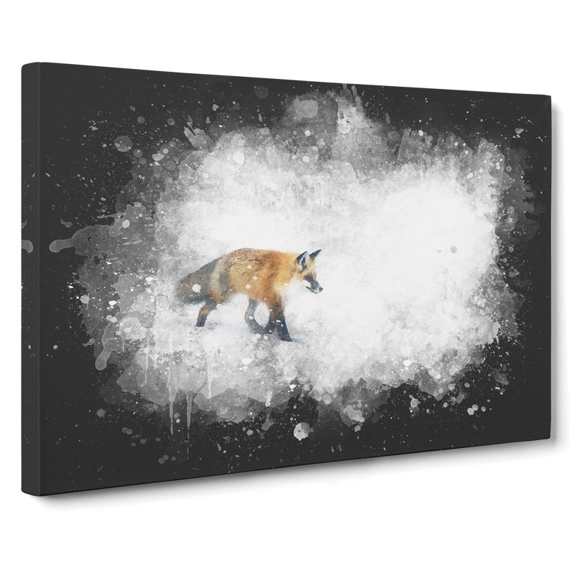 A Red Fox Alone In The Winter - Wrapped Canvas Painting, 35cm H x 50cm W x 3cm D