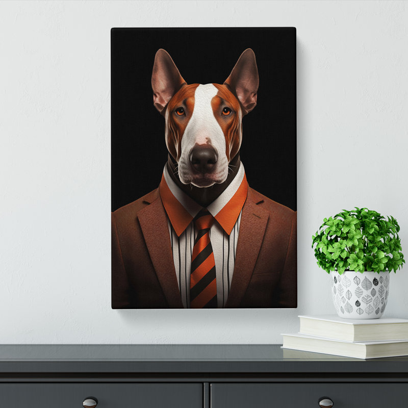 English Bull Terrier Digital Art - Wrapped Canvas