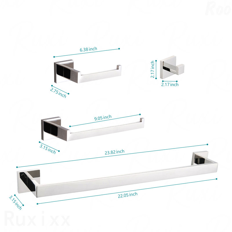 4 - Piece Bathroom Hardware Set, Chrome