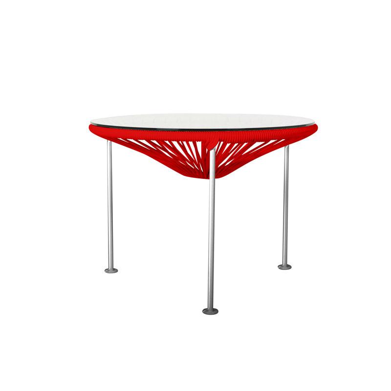 Zicatela Indoor Handmade Coffee Table, Red, Chrome