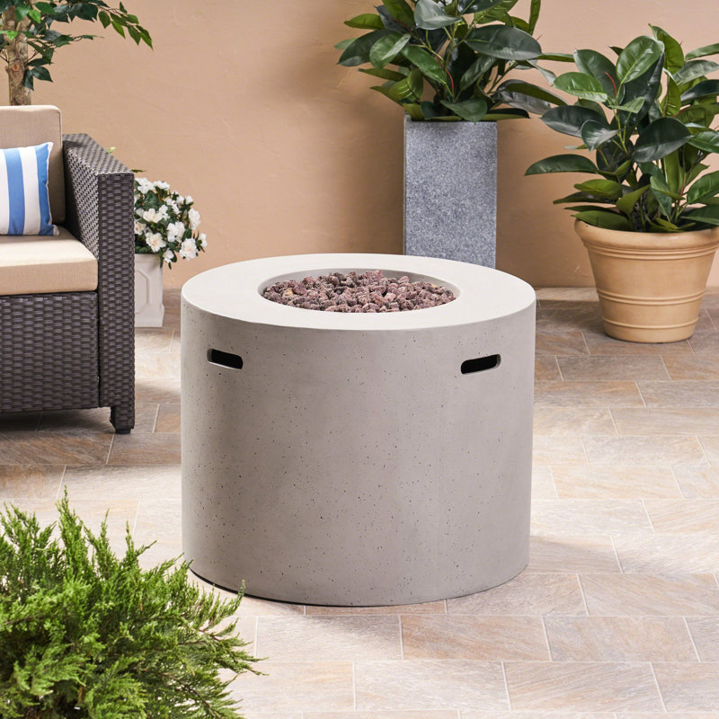 Foyer rond 31 po - 40 000, béton léger, gris, aucun assemblage requis, ajout élégant de 31,3 po de profondeur dans la cour