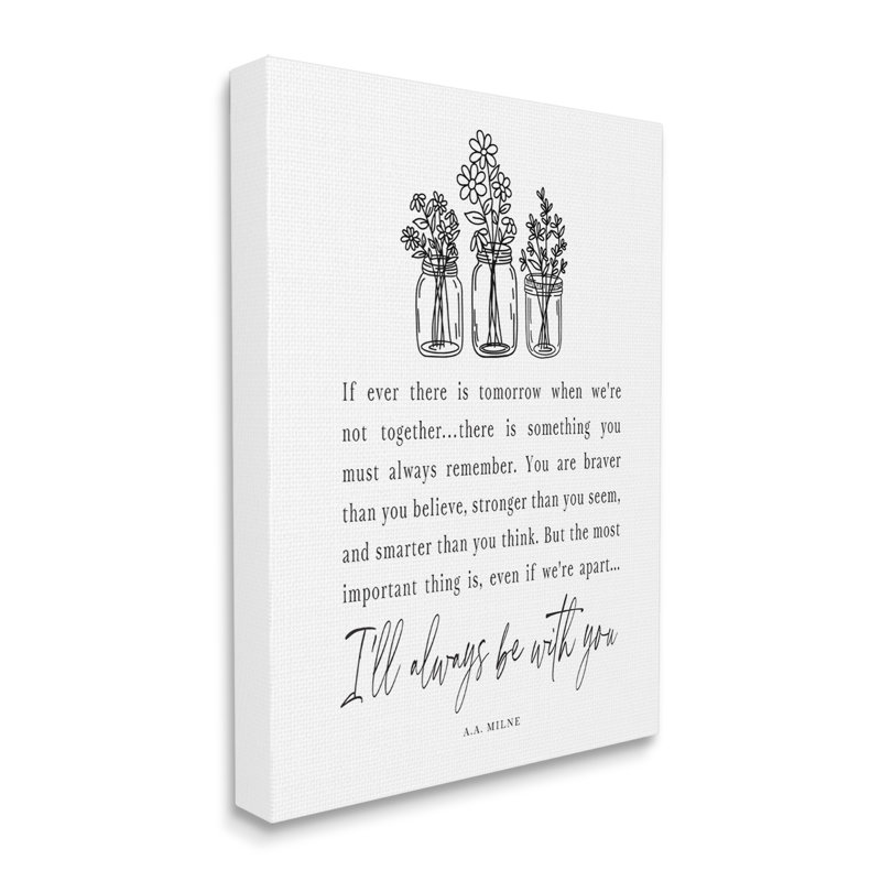 Always With You Quote Floral Jar Bouquets Canvas Art