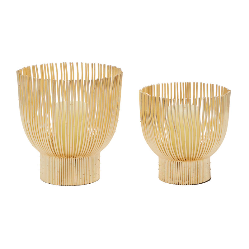 Porte-bougie en métal crème 2 pièces Cosmoliving By Cosmopolitan