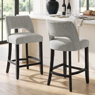 Bisto Upholstered Modern Counter Height Bar Stool with Solid Wood Legs (Set of 6)