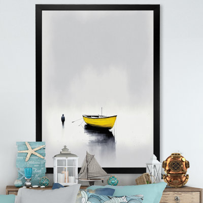 Bateau de brouillard jaune sur le lac II - impression