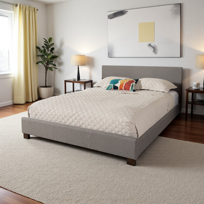 Gabby Upholstered Polyester, Queen Platform Bed, Gray, 62.6'' W X 84.8'' L X 33.46'' H, Queen, Gray