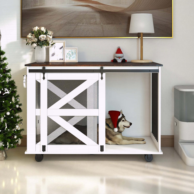 Cage pour chien 47,2 "avec porte à rabat et 5 roulettes