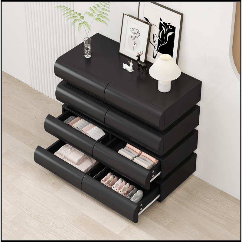 Commode de chambre moderne avec beaucoup de rangement et un design élégant, Noir