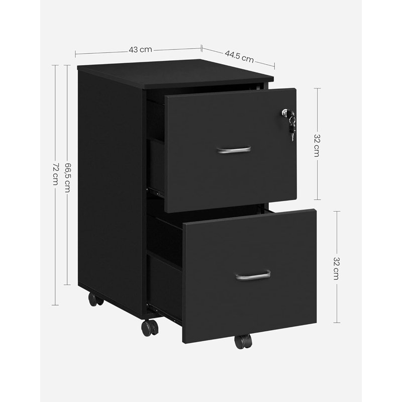 43cm Wide 2 -Drawer Mobile File Cabinet, White