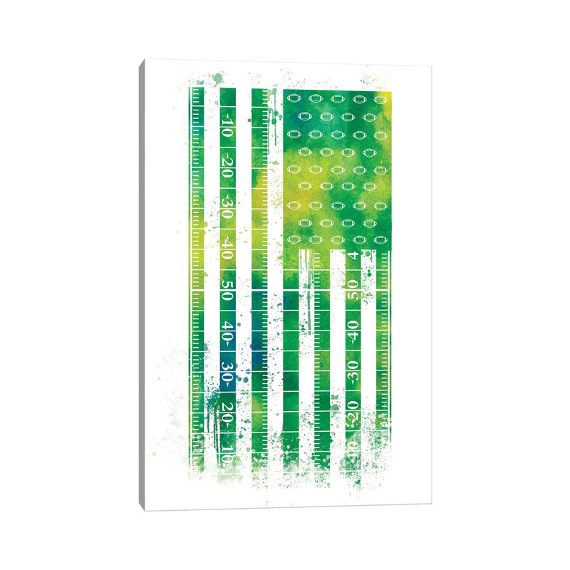 Football Sports Flag - Wrapped Canvas Painting, 30.48cm H x 20.32cm W x 1.91cm D