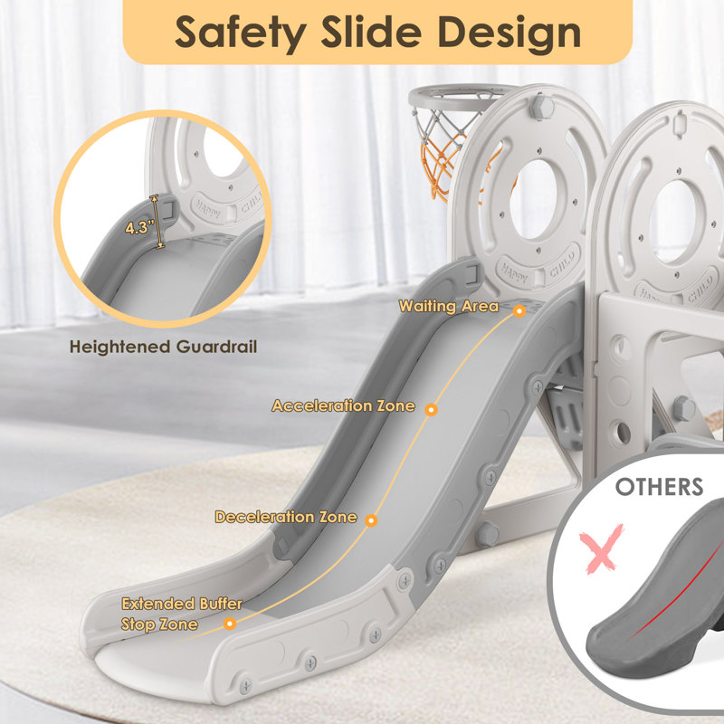 4 in 1 Toddler Slide, Kids Slide with Climber and Bus Playhouse Outdoor Indoor Slide Playset