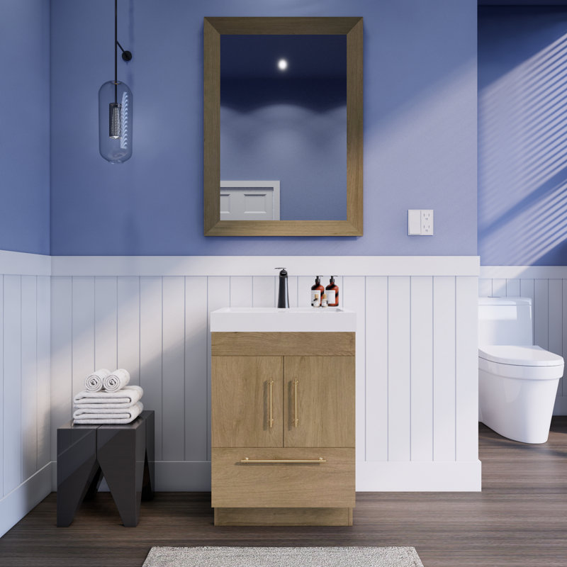 Luberisse 24'' Single Bathroom Vanity with Acrylic Top, White Oak